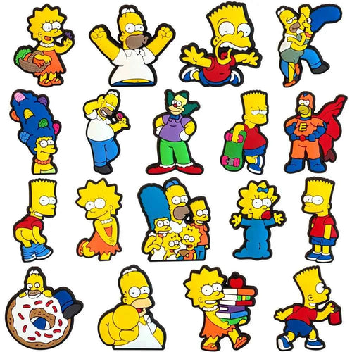 18/54pcs/set Shoe Charms PCV Cute Cartoon Shoe Accessorie Simpson For Women Men Funny Unisex Gifts
