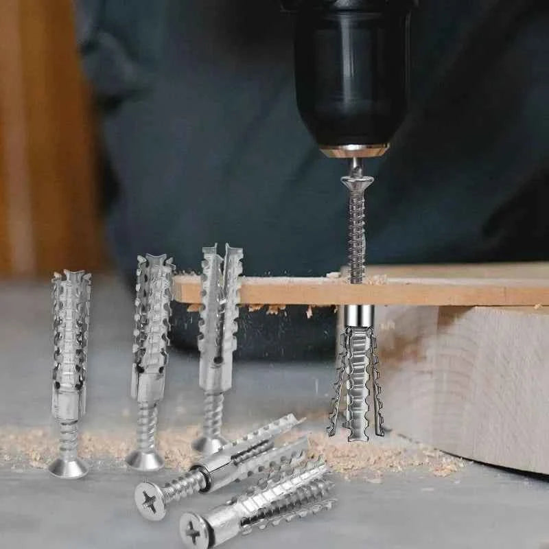 6/8mm Expansion Pipe for Hollow Walls Metal Expansion Screws Kit Self Tapping Screws Pipe Drilling Plug Fastener Bolt Anchors
