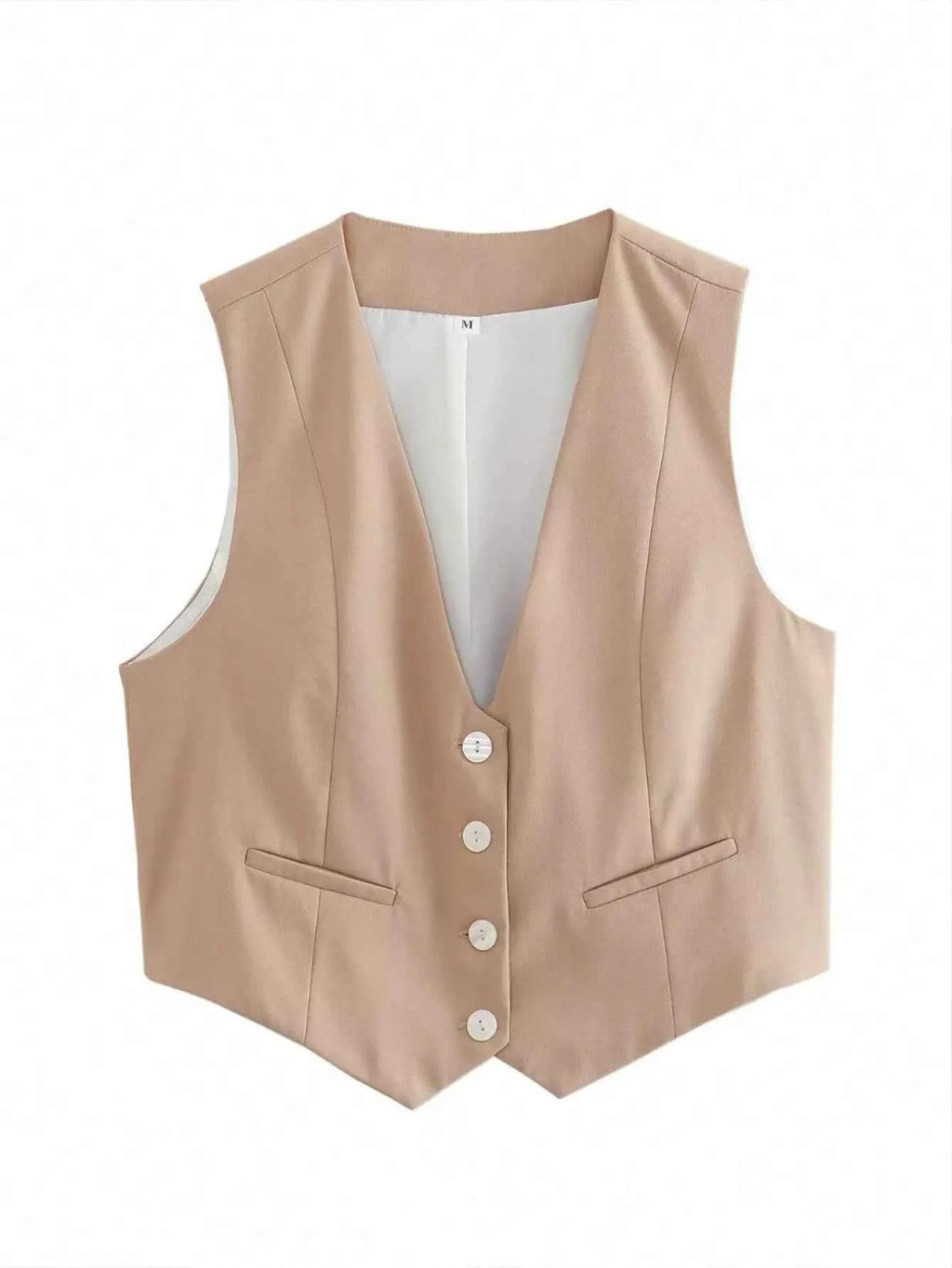 HH Women Fashion Solid Suit Vest Sleeveless Cropped Waistcoat Tops Vests Spring Summer Casual Office Lady Chic Tops