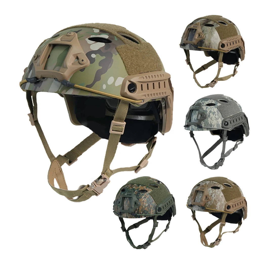 BOOIU Fast Tactical Helmets Adjustable Knob Disguise ABS Thickened Camouflage Hunting CS Military Outdoor Sports Protect Helmets