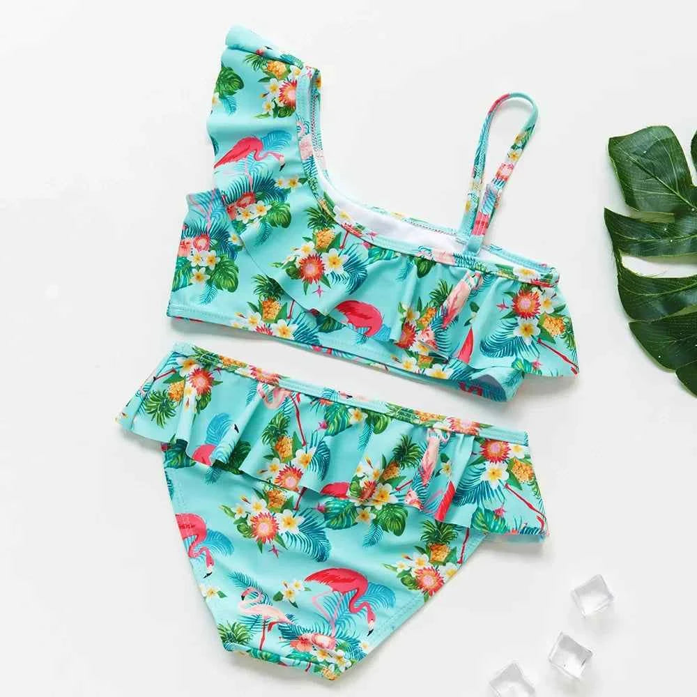 2-10Y New Fashion Kid Rainbow Design Bikini Set Lovely Two Pieces Child Swimwear Cute Girl Flouncing Swimsuit Summer Beachwear