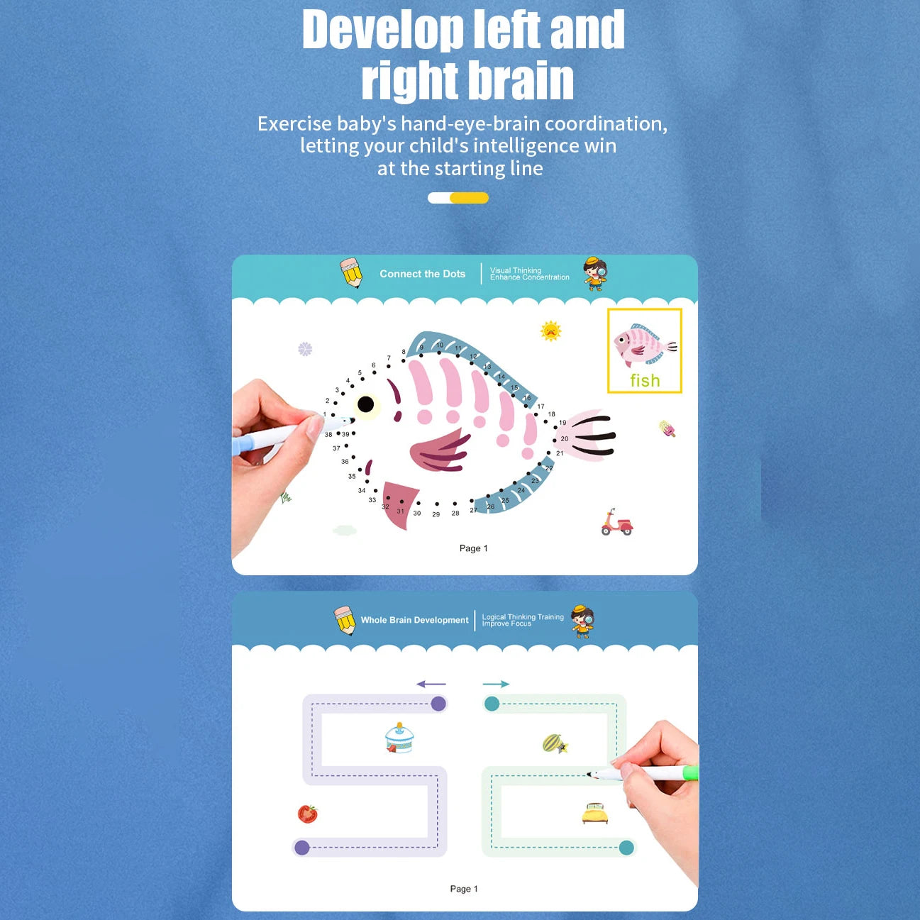 Reusable magic tracking workbook, suitable for children, drawing and control training, thick lines, educational diary, notebook