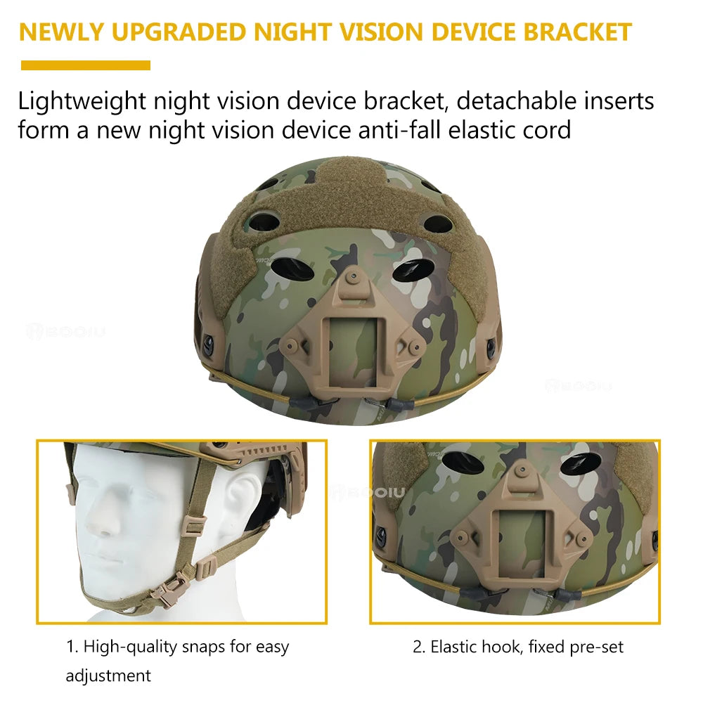 BOOIU Fast Tactical Helmets Adjustable Knob Disguise ABS Thickened Camouflage Hunting CS Military Outdoor Sports Protect Helmets