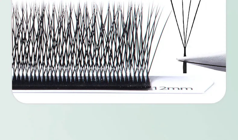 DeceMars V-shaped 4D eyelash extensions Matte Black 12 Rows/Tray for Makeup