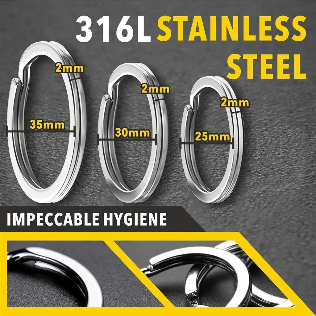 10-30pcs Stainless Steel Key Rings Polished Silver Round Flat Wire Split Key Ring for Jewellery Making Car Keyring DIY 25-35mm