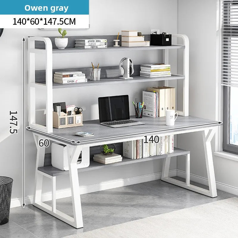 Stable Computer desk desktop desk bookshelf integrated writing desk household small apartment simple hole board desk