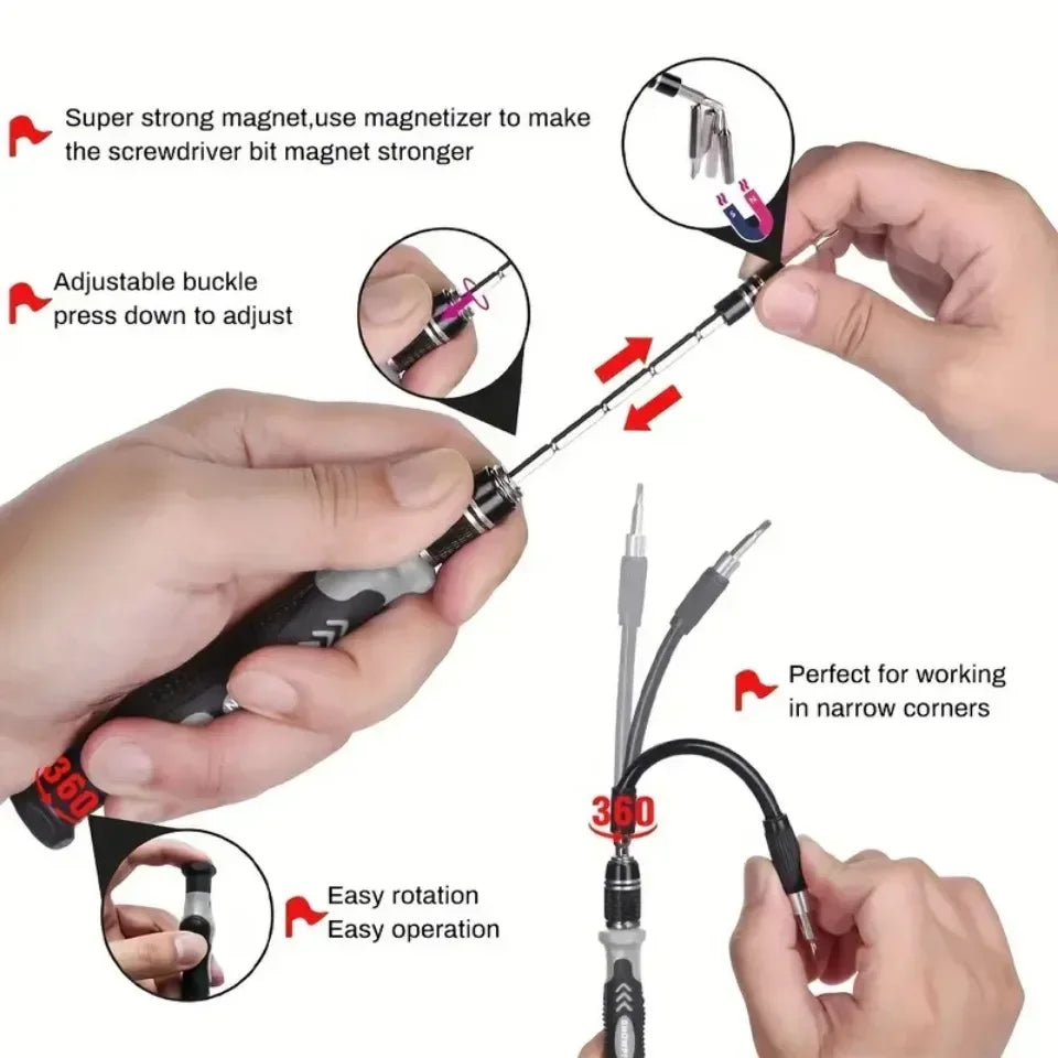 Precision electronic magnetic repair tool set, including repair boxes for computers, iphones and home computers