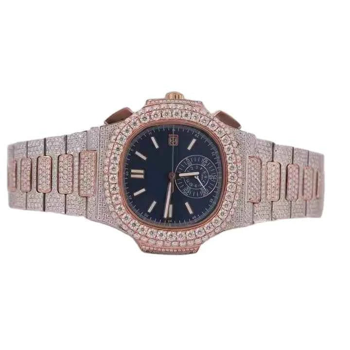 Fancy Vvs1 Men's  Hip Hop Bust Down Iced Out Moissanite Watch Best selling Wholesale Price and Free Shipping Luxury Watch
