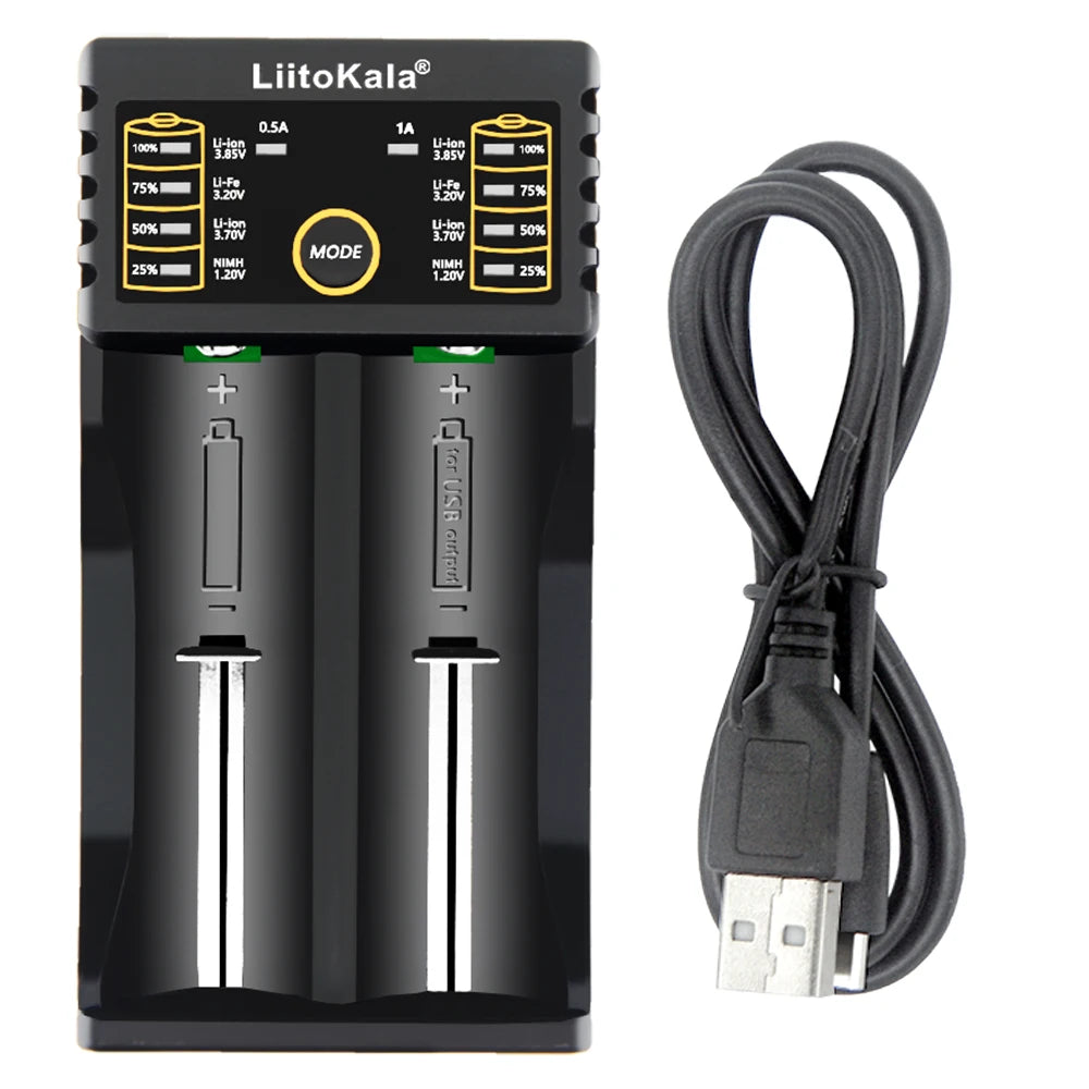 LiitoKala Lii-202 18650 Charger 1.2V/3.7V/3.2V/3.85V 21700 20700 2665014500 16340 NiMH li-ion battery Smart charger