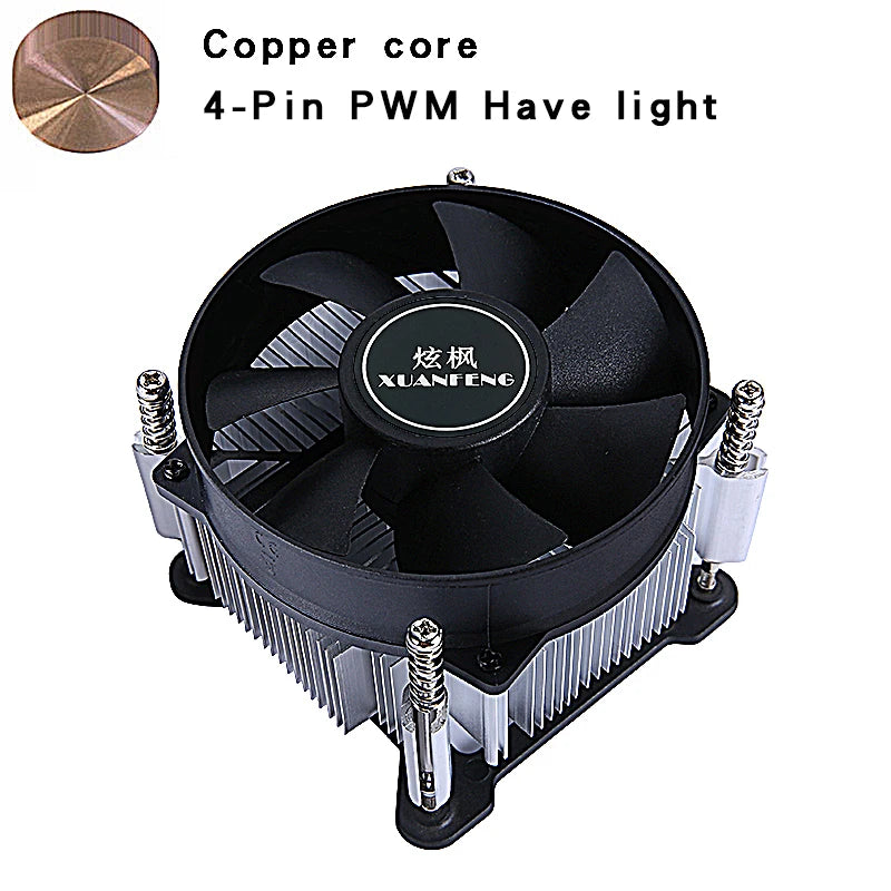PC Efficient Copper Core/Aluminum Core Processor Cooler Cpu Fan Mute 3pin4pin PWM Air-cooled Install LGA1150 1151 1155 1156 1200