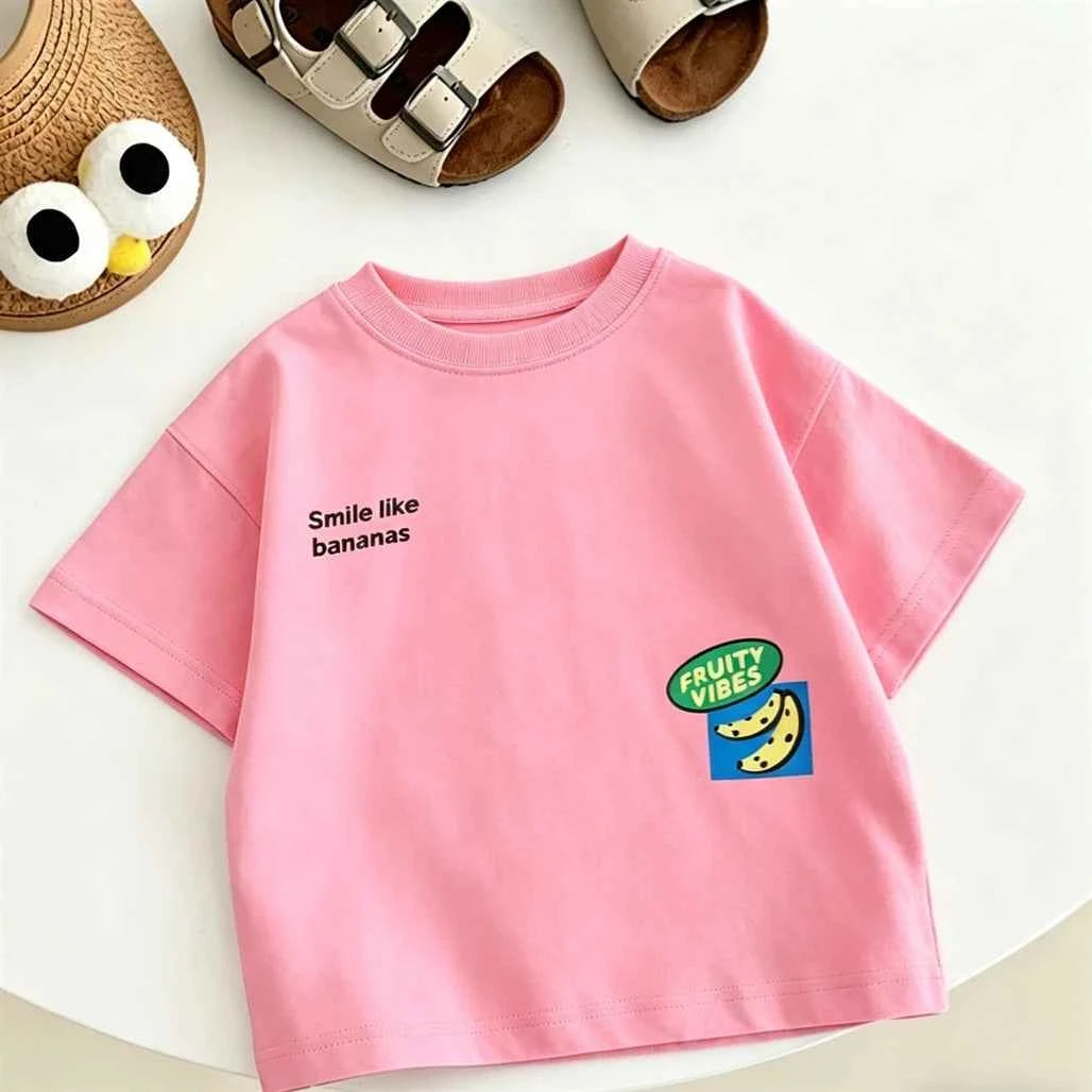 Summer Clothes Cartoon Printed TShirt Short-sleeved Tops Simple All-match Base Shirt Girls Boys Lovely Funny Clothing Printed T