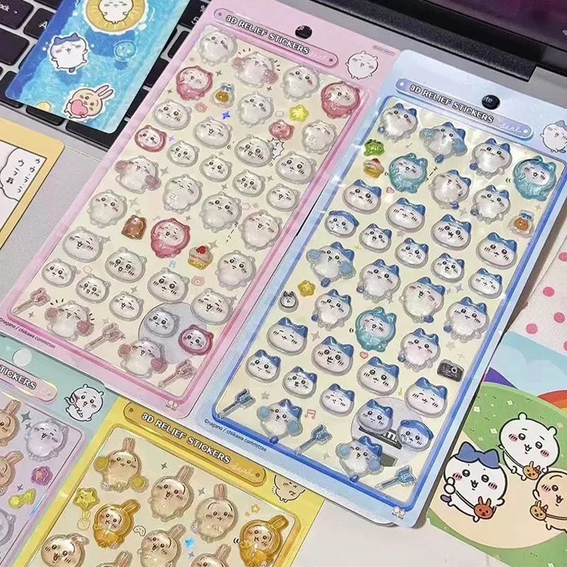 3D Stereo Relief Stickers Kawaii Cartoon Waterproof DIY Decor Stickers Phone Laptop Scrapbook Notebook Luggage Decal Gift Toys
