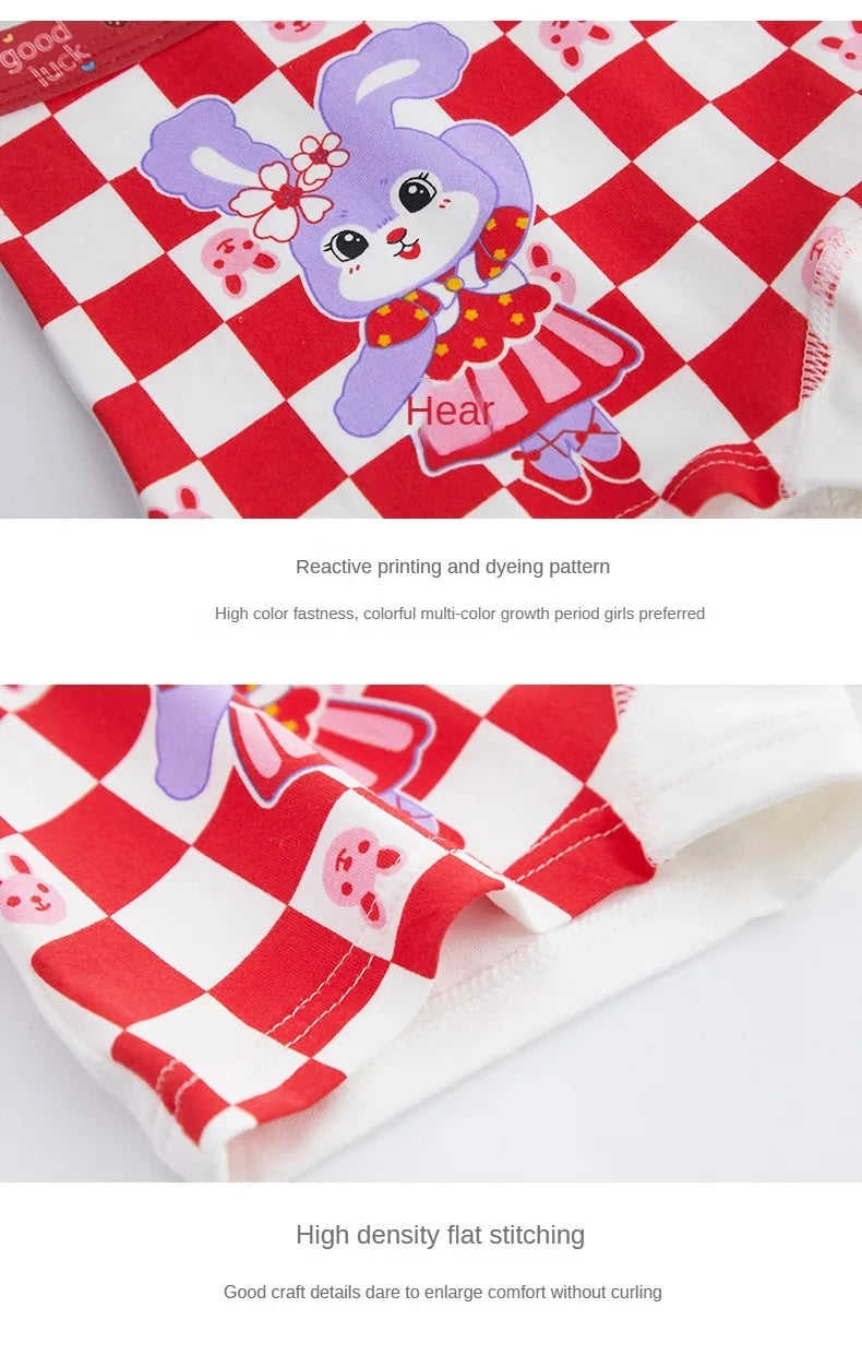 4PCS Soft Underwear Cartoon Children's Cotton Girl Panties Briefs Cute Shorts Panties for Girls Underwears Clothing Mother Kids