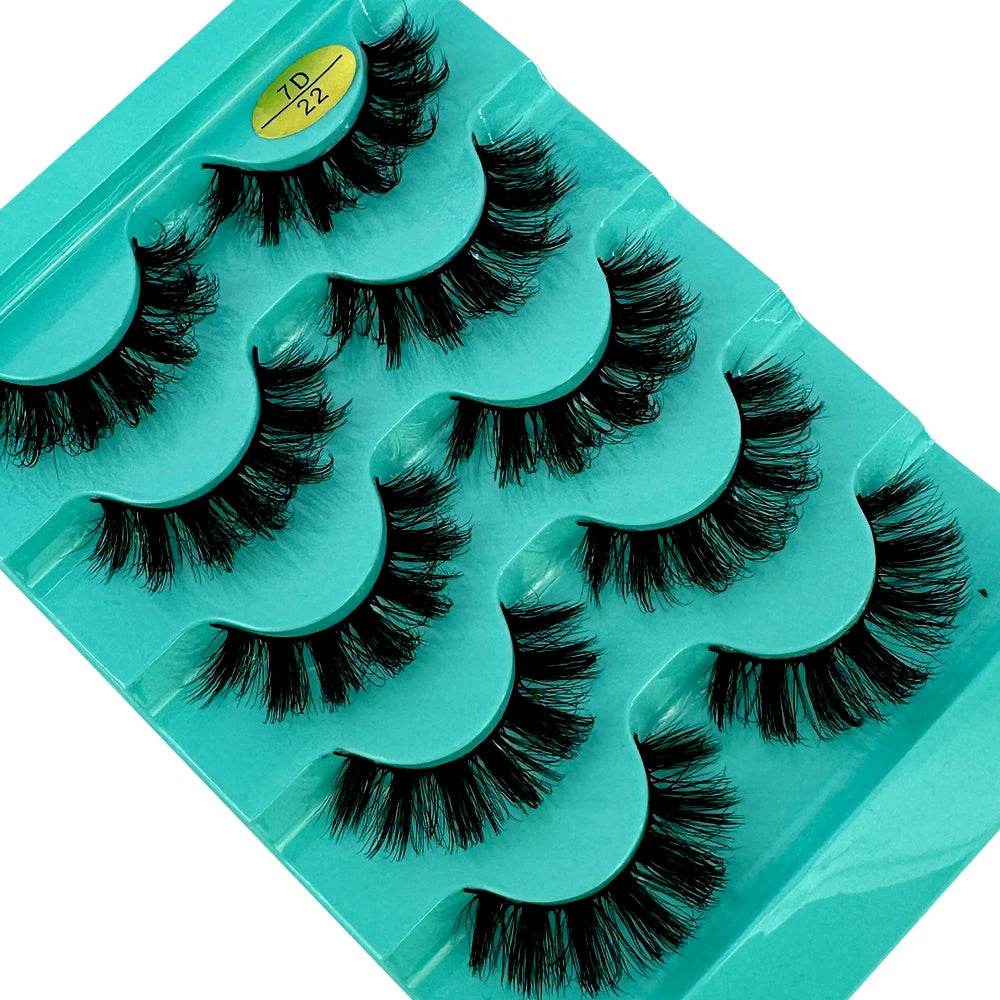Cat Eye Eyelashes 3D Natural False Lashes D Curl Fluffy Soft Cross 5 Pairs Manga Lashes Wispy Natural Eyelash Extension Makeup
