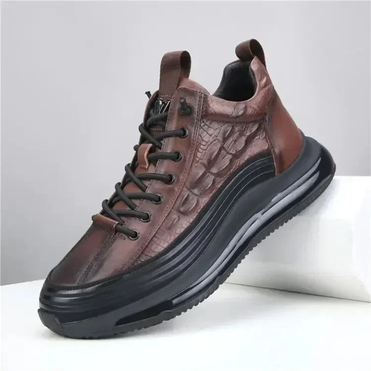 Men's Patent Leather Shoes Thick Sole Male Adult Drawstring Lace-up Shoes Vintage Retro Casual British Style Shoes Streetwear