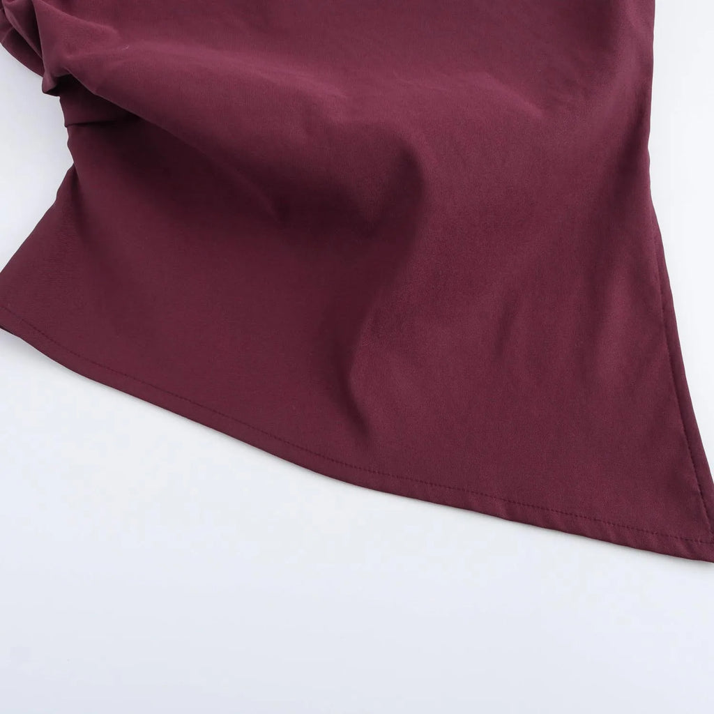 Fashion Shoulderless Top European American Style Simple Pleated Decorative New Top