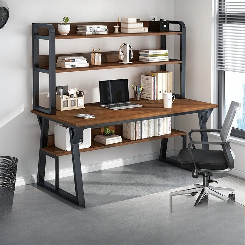 Stable Computer desk desktop desk bookshelf integrated writing desk household small apartment simple hole board desk