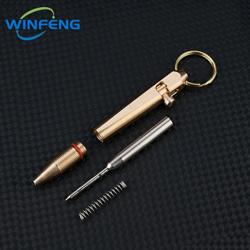 Mini Brass Bolt Action Tactical Pen Keychain Business Signature Ballpoint Pen for Self Defense School Student Office Stationery
