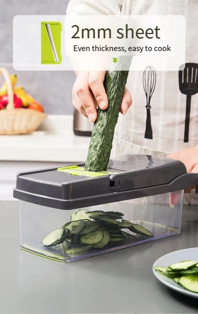 Pro-Series 16-in-1 Vegetable Chopper, Dewpeton Mandoline Slicer, Veggie Chopper, Food Chopper with Container, Vegetable Cutter