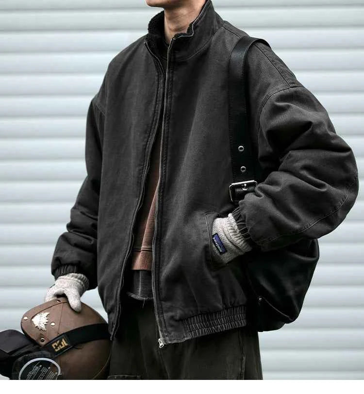 Japanese Vintage Polar Fleece Jacket Men Winter High Quality Thick Jacket Korean Streetwear Loose Couple Trendy Warm Coat Male