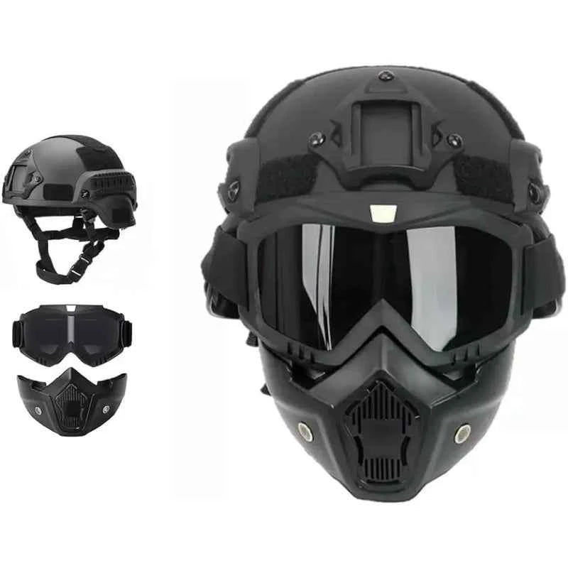 Tactical Full Face Helmet MICH ABS - Detachable Goggles & NVG Bracket for Airsoft CS Outdoor Wargame Protective Gear