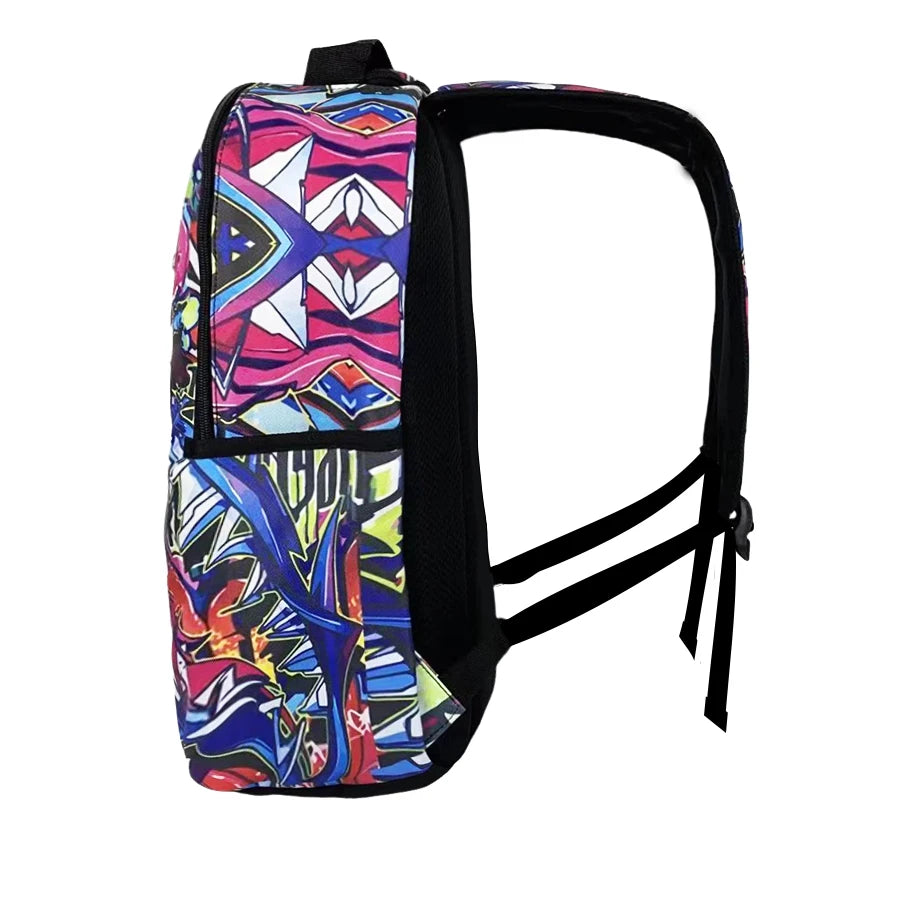 A Hip-Hop Street-Style Backpack with Spray-Painted Ground Motifs for Men, a New Trendy Lightweight Printed Backpack with a Checkered Pattern, Also a Fashionable Outdoor Commuter Bag, Large-Capacity Travel Bag, Multifunctional