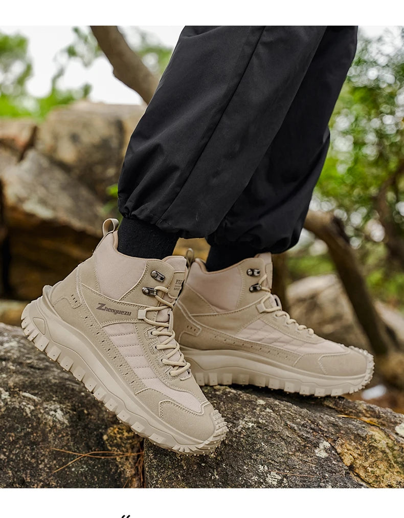 2026 New Outdoor Boots Men's High Top Thick Bottom Tactical Shoes Large Size 47 Hiking Sports Workwear Shoes 48 Casual Style
