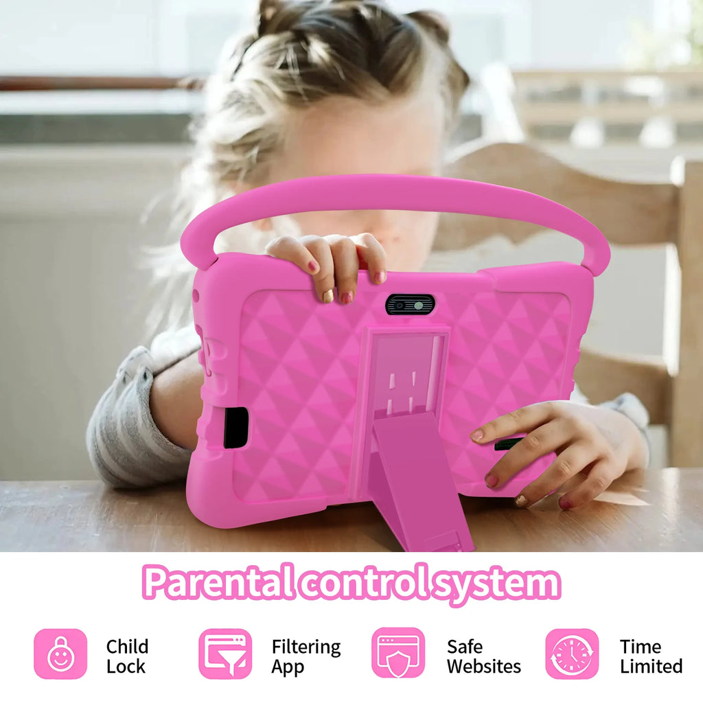 7 Inch Kid Tablet Android 13 Quad Core 4GB RAM 64GB ROM 4000mAh WiFi Bluetooth Children's Gift Kids Software with Silicone Case