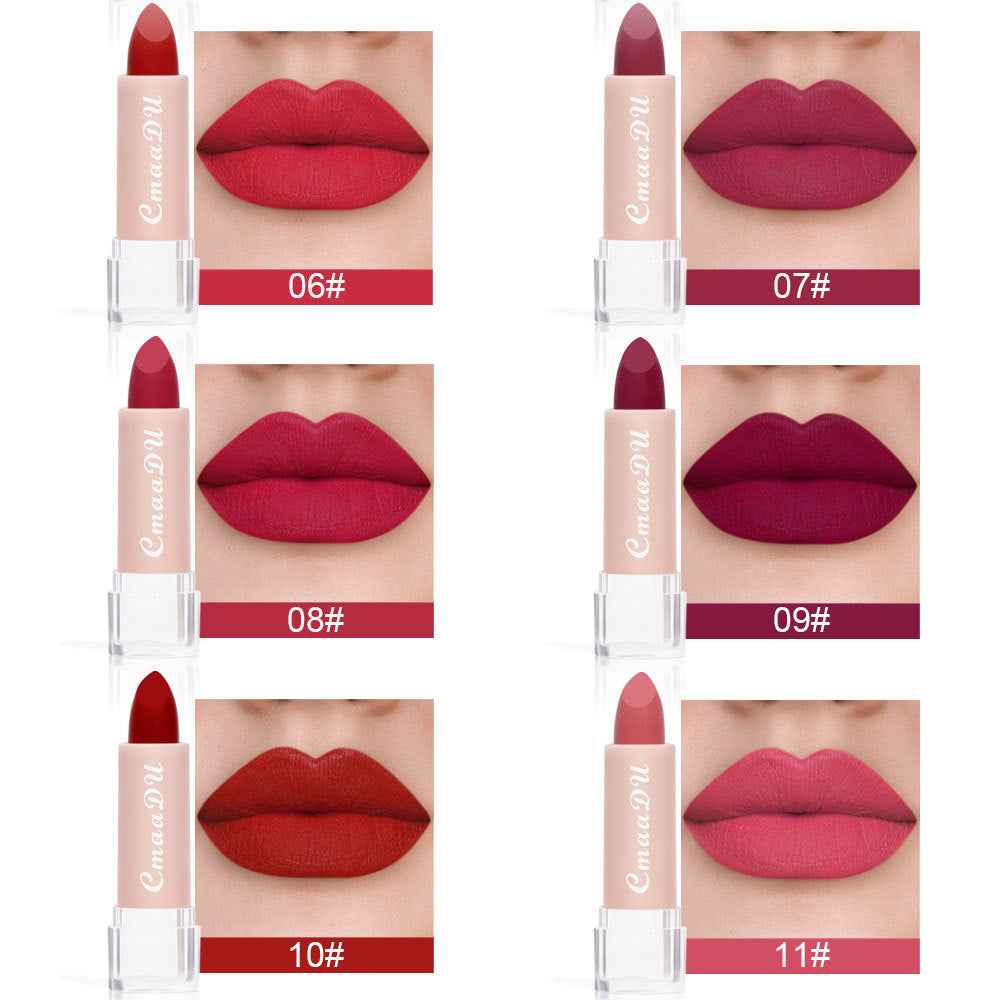 CmaaDu 15Color Pro 24HR Weightless Colour Matte Nude Velvet Liquid Rich Matte Finish Lipstick Lipgloss Waterproof Lip Makeup