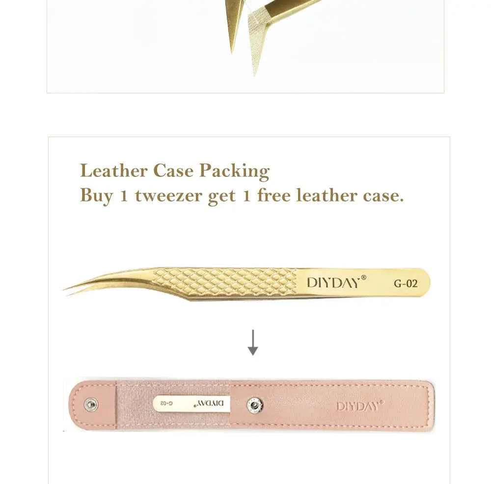 DIYDAY Anti-slip Eyelash Extension Tweezers Stainless Steel Fiber Tip Lashe Tweezer Precision Makeup Tool for Professional Use