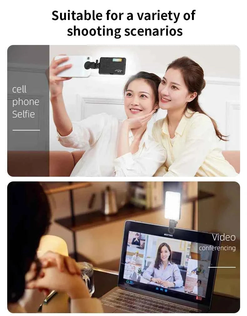 Rechargeable LED fill light 3 color temperature modes portable pocket light For cell phones laptops makeup youtube selfie videos