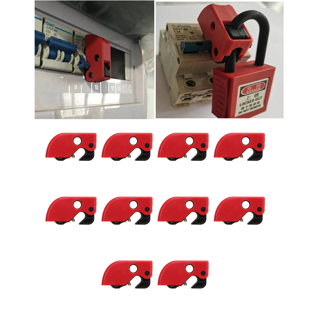 10Pcs Circuit Breaker Lockout Device Clamp On Safety Lock Set Kit for Industrial Chemical Power Circuit Breaker Lock Device