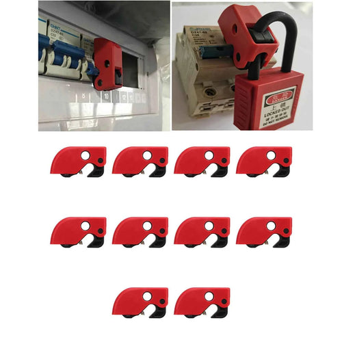 10Pcs Circuit Breaker Lockout Device Clamp On Safety Lock Set Kit for Industrial Chemical Power Circuit Breaker Lock Device