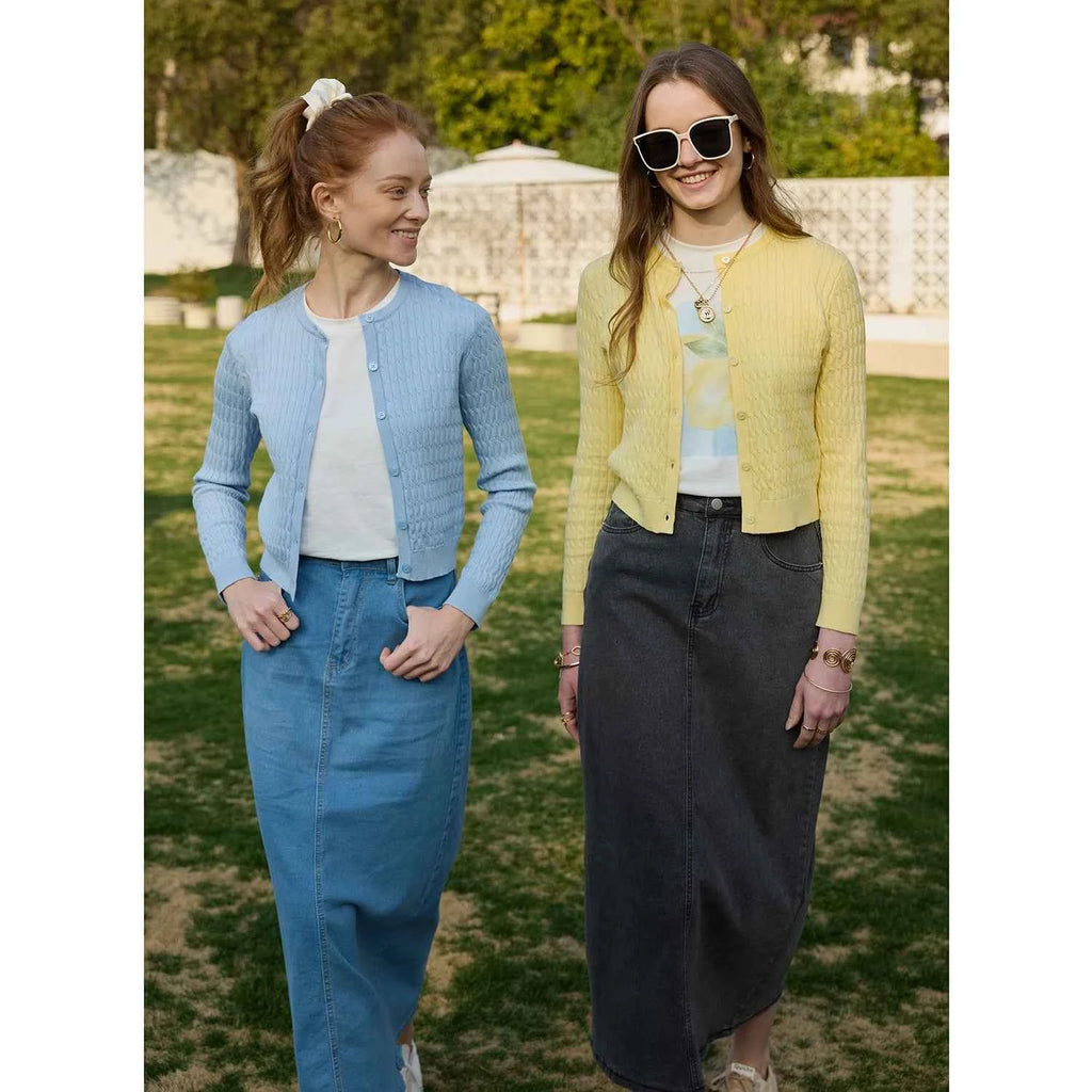 AP SS26 Women Sleeveless Shirt and Cable Knitting Cardigan Clothing