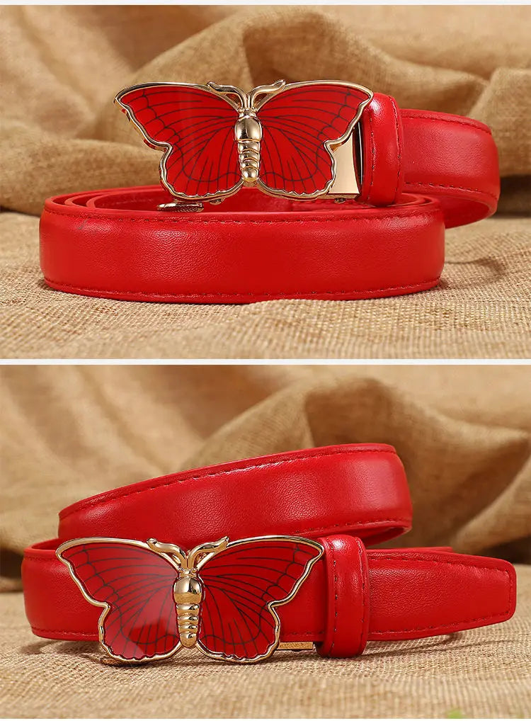 New Belts Women Luxury Famous Brand Designer Female Belt Candy Color High Quality Dress Cowhide Leather Automatic Buckle LB2202