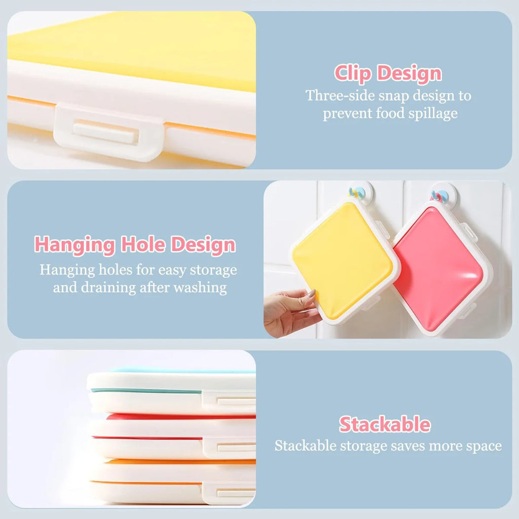 Sandwich Containers Silicone Sandwich Storage Box for Lunch, Travel - Snap-Off for Fruit, Salad, Snacks and Food Storage