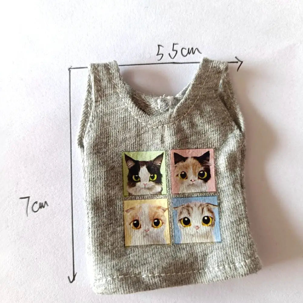 NEW Blyth Clothes T-Shirt Vest   Cute Cat print Vest clothes for Blyth, Momoko, Obistu, Licca , FR 1/6 Dolls Accessories
