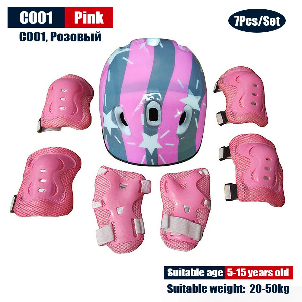 Kids Adjustable Helmet Protective Gear Set Sports Knee Elbow Wrist Pads for Children Boys Girls Bike Skateboard Scooter Roller