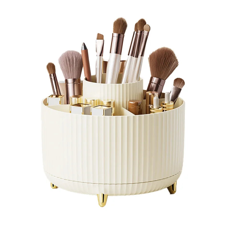 1Pcs 360° Rotating Makeup Brush Holder Storage Box, 5 Slot Makeup Brush Cup, Suitable for Bathroom Dressing Table,Office Desktop