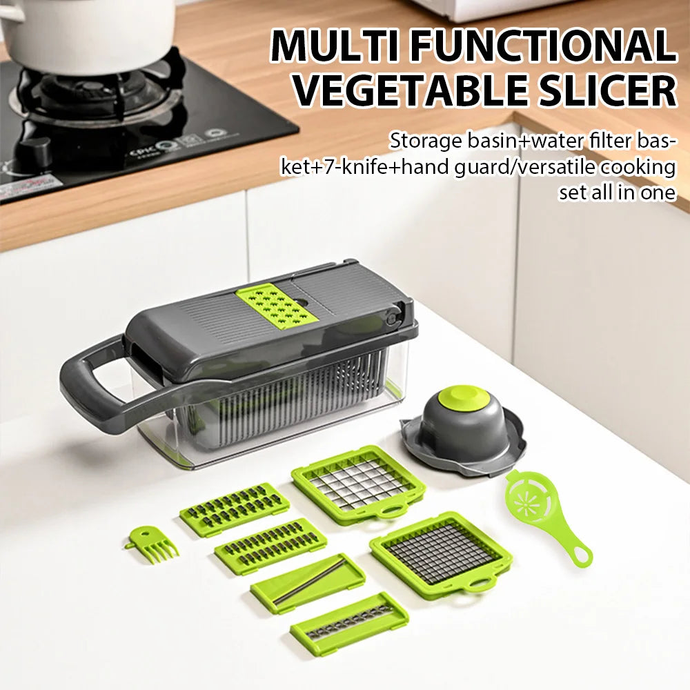 2026 Best-seller 16 IN 1 Multifunctional Vegetable Chopper Handle Food Grater Egg Liquid Separator Peeler Vegetable Slicer Dicer