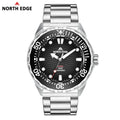 2025 New  NORTH EDGE TRITON Solar Powered Dive Watch Men Luxury Quartz Watches For Men 316L Stainless Steel Case Waterproof 300M