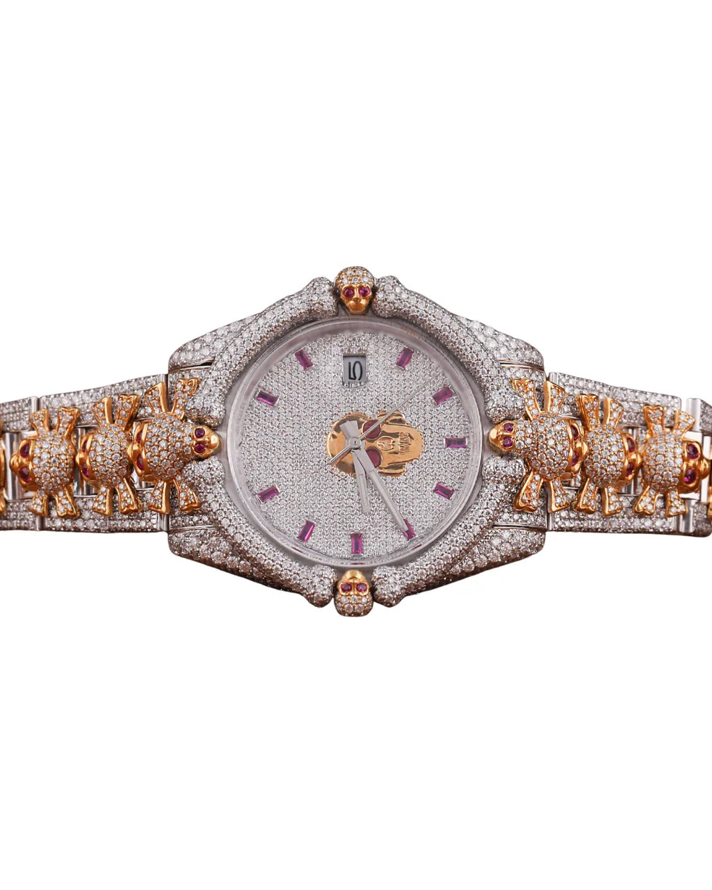 Top Quality Round Shape Diamond Watch in Yellow Gold for Wedding and Partywear Men's Quartz Watch Available at Affordable Price