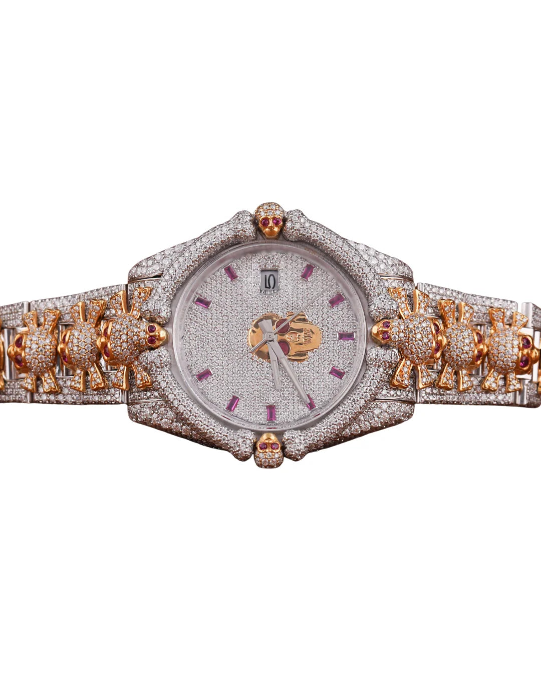 Top Quality Round Shape Diamond Watch in Yellow Gold for Wedding and Partywear Men's Quartz Watch Available at Affordable Price