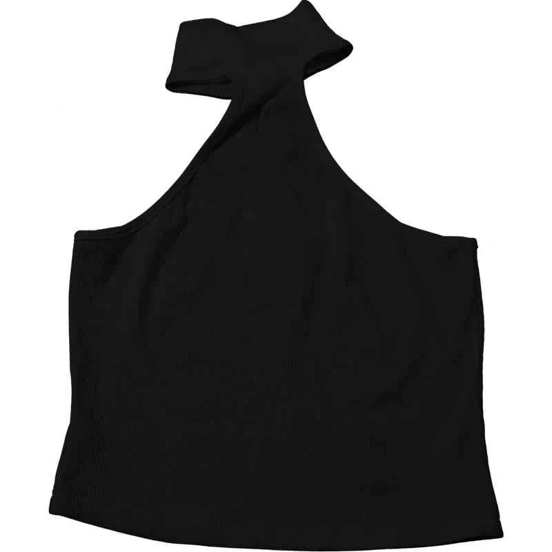 Metal Buckle Decoration Tank Tops Women Turtleneck Off Shoulder Skinny Stretch Street Fashion Wild Style Solid Outfits