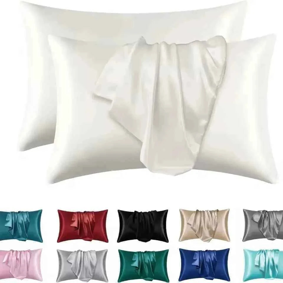 2pcs Satin Silk Pillowcase for Hair and Skin, Coral Pillow Cases Standard Size Set of Super Soft Pillow Case