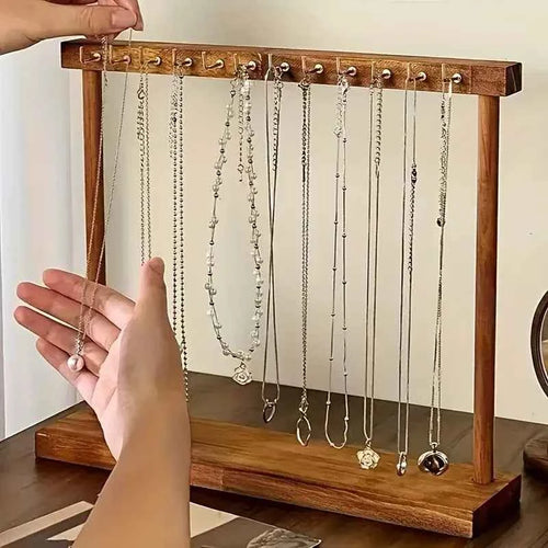 12/18 Hook Jewelry Organizer Display Stand Wood Necklace Hanging Countertop Rack For Earrings Bracelets Showcase Storage Rack