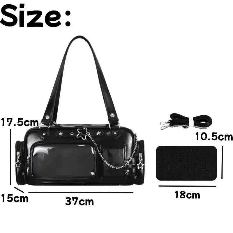 Star Chain Y2k Harajuku Shoulder Itabag Blue Lolita Girl Pain Bags Transparent Japanese Crossbody Bag New Concert Korean Handbag