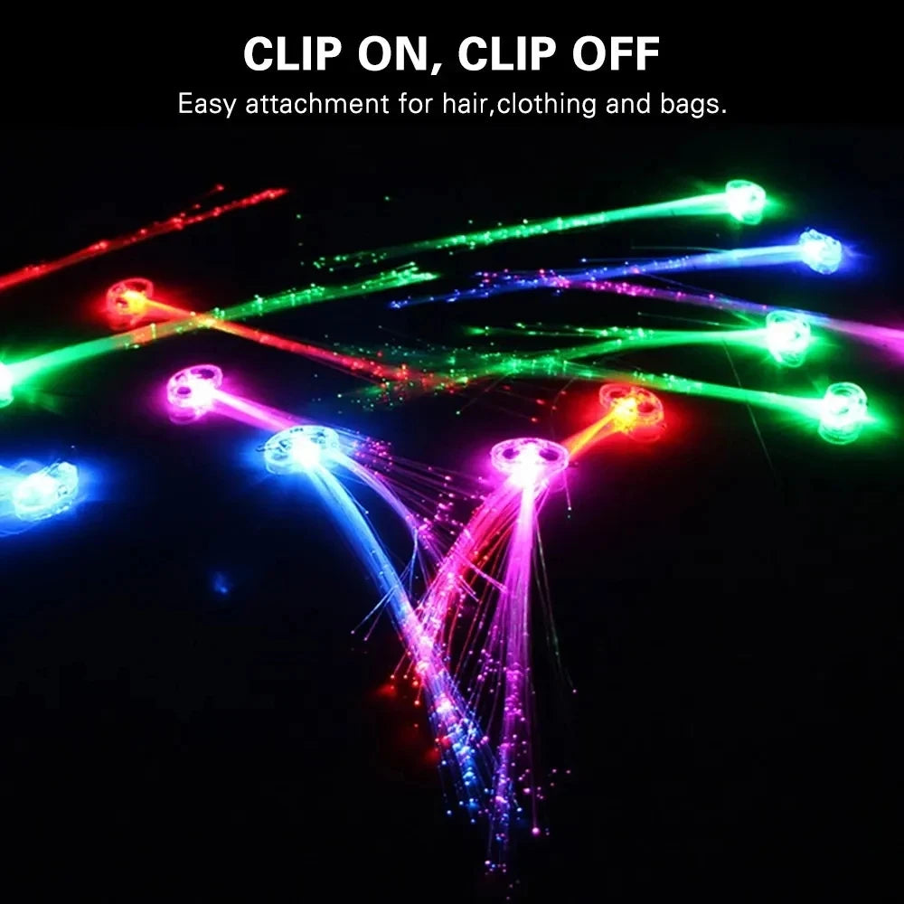 5/30PCs Colorful Luminous Braids Butterfly Glitter Fiber Optic Hair LED Silk Braids Bar Prom Aid Supplies Hairband Hair Decor