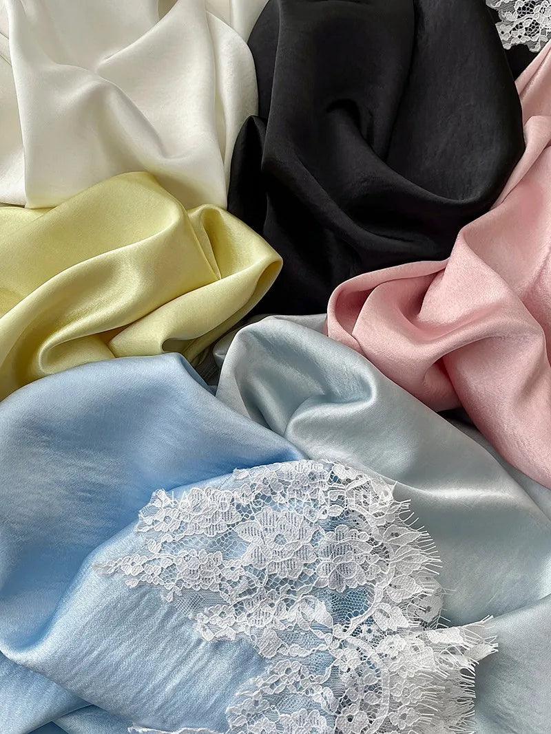Beiyingni French Elegant Satin Mermaid Skirt Women Spring Summer Lace Patchwork Pack Hip Long A-line Skirts Office Ladies Faldas