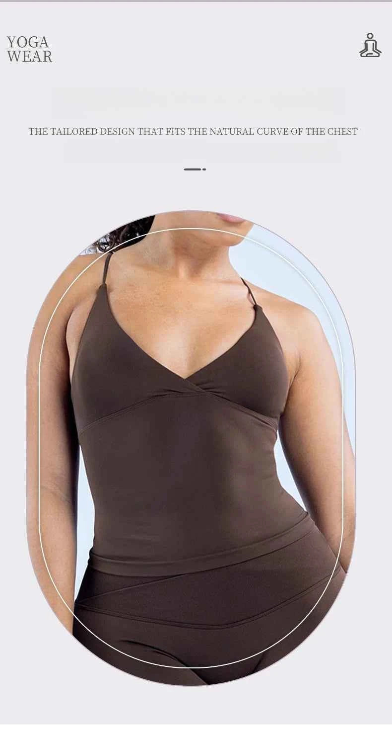 Women Seamless Cross Sports Vest Gym Yoga Tops with Padded  Sexy Backless Workout Fitness Camisole Running Sports Tops Summer